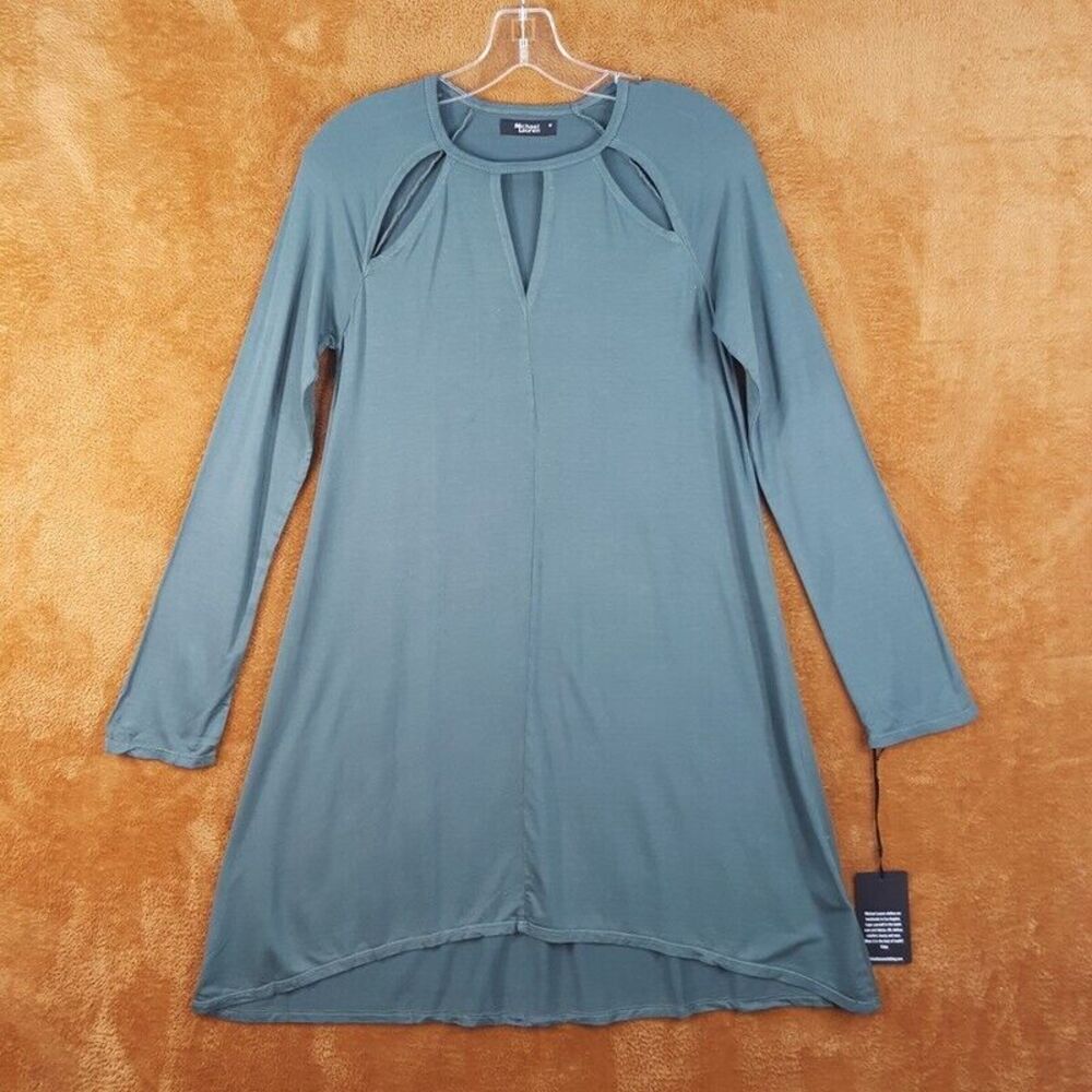 MICHAEL LAUREN Womens Dress Medium Green Pullover Shift Mini Cut Out REEF